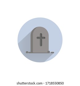 Grave Icon, Death colorful flat icon with long shadow. Grave flat icon