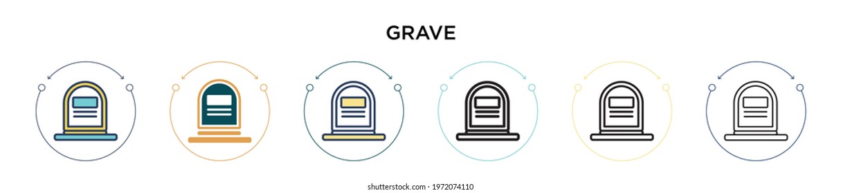 Grave icon in filled, thin line, outline and stroke style. Vector illustration of two colored and black grave vector icons designs can be used for mobile, ui, web