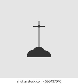 Grave icon flat. Black pictogram on grey background. Vector illustration symbol