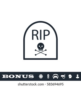 Grave icon flat. Black pictogram on white background. Vector illustration symbol and bonus button