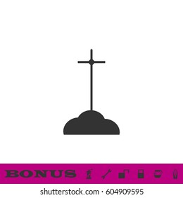 Grave icon flat. Black pictogram on white background. Vector illustration symbol and bonus button