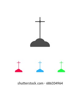 Grave icon flat. Color pictogram on white background. Vector illustration symbol and bonus icons