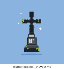 Grave icon. Flat illustration of a death icon to commemorate someone.