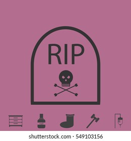 Grave icon flat. Simple vector grey pictogram and bonus symbol