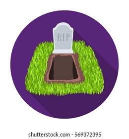 Grave icon in flat style isolated on white background. Funeral ceremony symbol stock vector illustration.