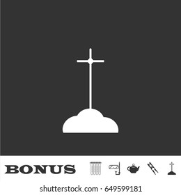 Grave icon flat. White pictogram on black background. Vector illustration symbol and bonus icons