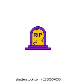 Grave icon. Halloween icon. Simple, flat, outline, color. Filled color icon.