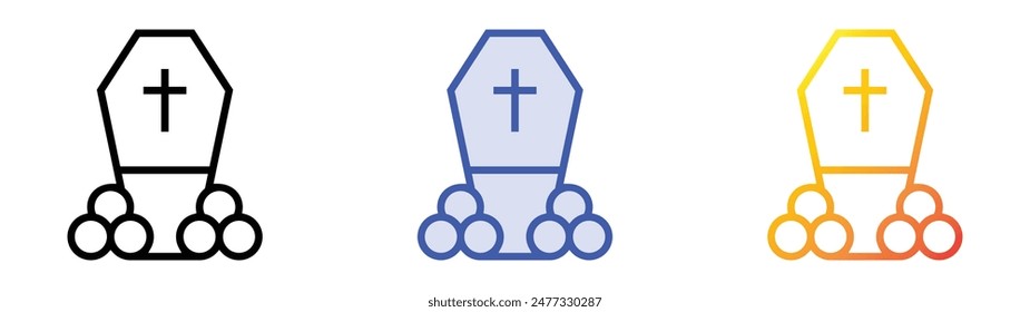 icono de tumba. Diseño de estilo de relleno lineal, azul y degradado aislado sobre fondo blanco