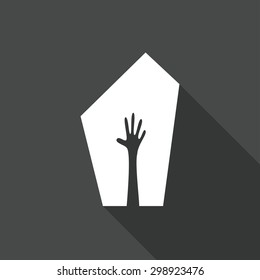 grave icon with a long shadow