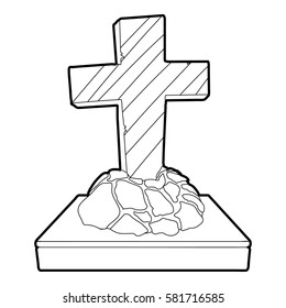 Grave icon. Outline illustration of grave vector icon for web