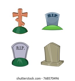 Grave icon set. Cartoon set of grave vector icons for your web design isolated on white background