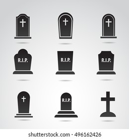 Grave icon set isolated on white background. Vector art.