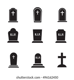 Grave Icon Set Isolated On White Stock Vector (Royalty Free) 496162450 ...