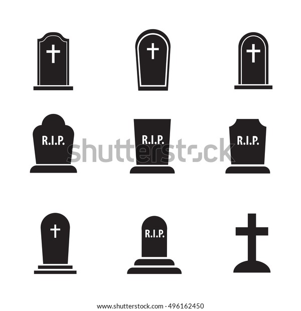 Grave Icon Set Isolated On White Stock Vector (Royalty Free) 496162450 ...