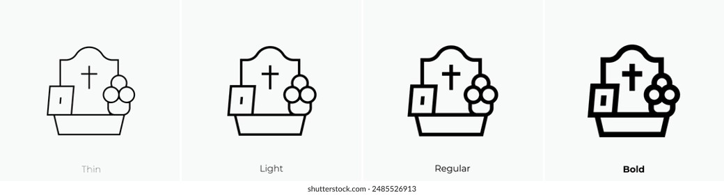 grave icon. Thin, Light Regular And Bold style design isolated on white background