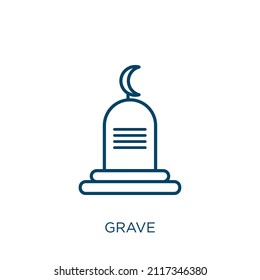 grave icon. Thin linear grave outline icon isolated on white background. Line vector grave sign, symbol for web and mobile