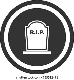 Grave icon , Tomb icon , dark round sign design . Halloween