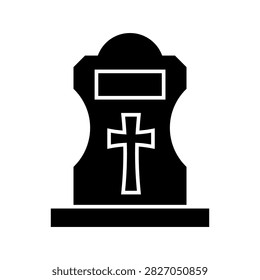Grave icon vector. Cemetery memorial illustration sign. Tombstone symbol. Funeral remembrance logo or mark.