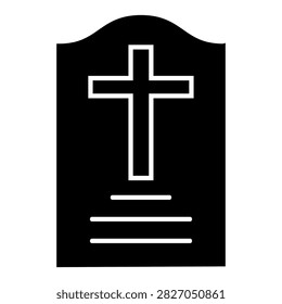 Grave icon vector. Cemetery memorial illustration sign. Tombstone symbol. Funeral remembrance logo or mark.