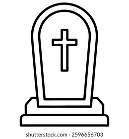 Grave icon vector from easter day. Thin line illustration of grave editable stroke. grave linear sign. illustration vector on white background.