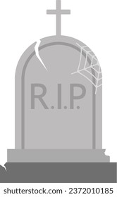 Grave Ikone Vektorgrafik für Halloween-Feiern. Zerbrochenes Grabsteinsymbol, das als Symbol, Zeichen oder Dekoration verwendet werden kann. Tombstone Icon-Grafikressource für glückliches Halloween-Vektordesign