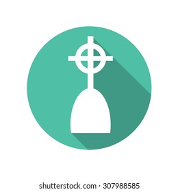 grave icon, vector on a blue background , flat