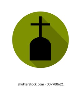 grave icon, vector on a green background , flat