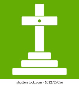Grave icon white isolated on green background. Vector illustration