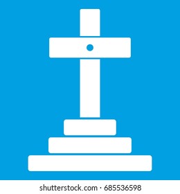Grave icon white isolated on blue background vector illustration