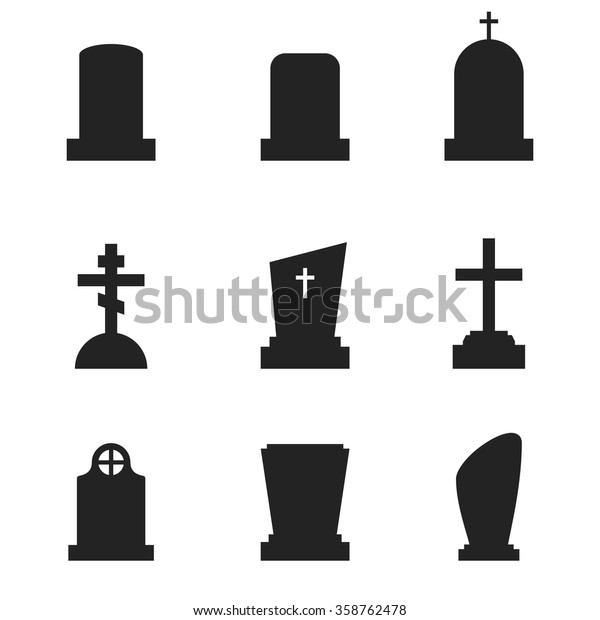 Grave Icons Stock Vector (Royalty Free) 358762478 | Shutterstock