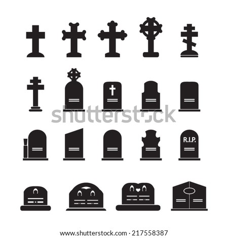 Grave icons set