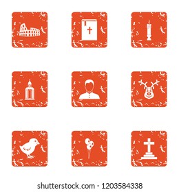 Grave icons set. Grunge set of 9 grave vector icons for web isolated on white background