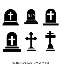 Grave icons set. trendy style illustration on white background..eps