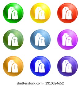 Grave icons vector 9 color set isolated on white background for any web design 