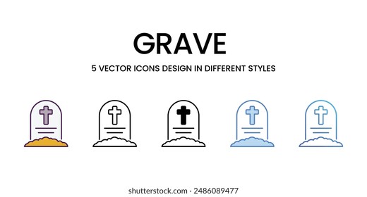 Grave icons vector set stock illustration.
