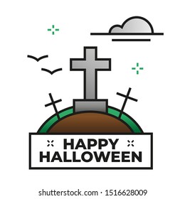 Grave illustration - Happy halloween icon