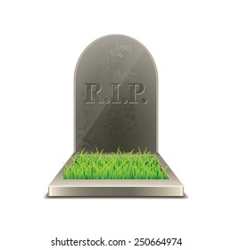 Grave isolated on white photo-realistic vector illustration