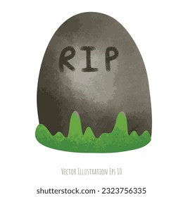 Grave marker R.I.P.hand drawn in halloween day , isolated on white background  ,vector illustration EPS 10