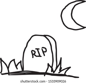 Grave on a Crescent Night