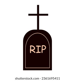 Grave on white isolated background. Halloween object. RIP.