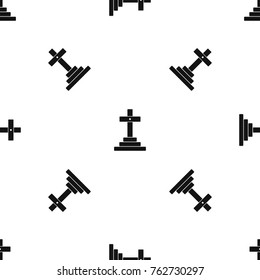 Grave pattern repeat seamless in black color for any design. Vector geometric illustration