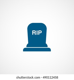 Grave RIP Halloween Concept Blue Flat Icon On White Background