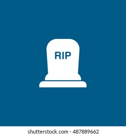 Grave RIP Halloween Concept Flat Icon On Blue Background