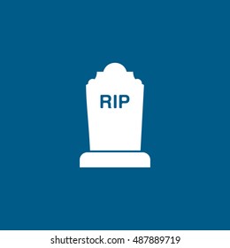 Grave RIP Halloween Concept Flat Icon On Blue Background
