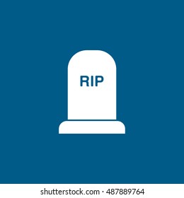 Grave RIP Halloween Concept Flat Icon On Blue Background