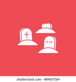 Grave RIP Halloween Concept Flat Icon On Red Background