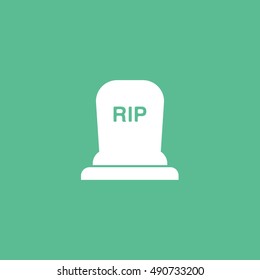 Grave RIP Halloween Concept  Flat Icon On Green Background