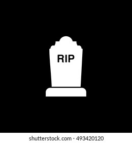 Grave RIP Halloween Concept Flat Icon On Black Background