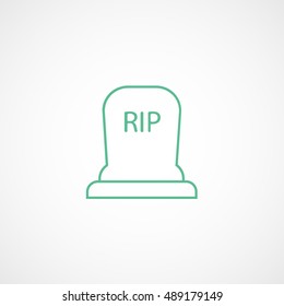 Grave RIP Halloween Concept Green Line Icon On White Background