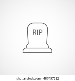 Grave RIP Halloween Concept Line Icon On White Background